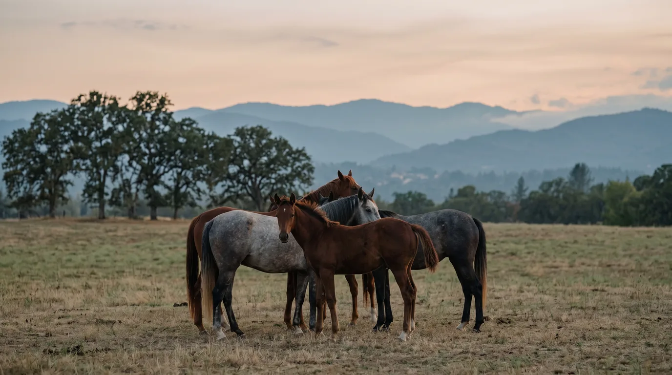 Chevaux en liberté, Écurie de Balmon, Ain